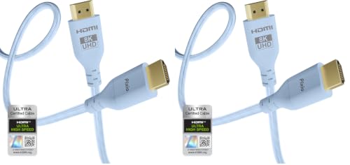 Image of Pixio Blue 8K HDMI 2.1 Cable Ultra Certified Ultra High Speed 6FT 8K 60Hz 4K 120Hz Nylon Braided, Gold Plated Connector, Anti-Breakage, HDR10+, dtsx, eARC, HDCP, Dolby Compatible (Pack of 2)
