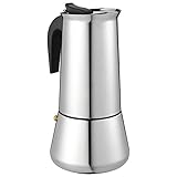 Calidad: la cafetera espresso está hecha de acero inoxidable 304 de alta calidad, apta para alimentos, sanitaria y duradera. Mango ergonómico cómodo para agarre de los dedos y fácil manejo.