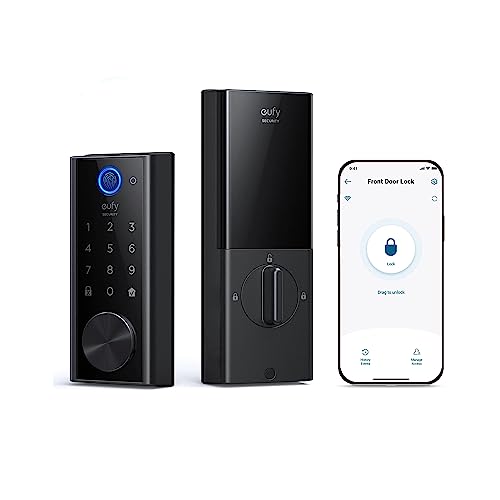eufy Security Smart Lock S230, Keyless Fingerprint Lock for Front Door, Easy Installation, Built-in Wi-Fi, Reliable App for Remote Access, One-Year Battery Life, BHMA Certified, IP65 Weather