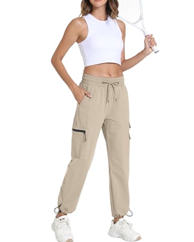 Image of Women's Joggers with Pockets, Hiking Cargo Water Resistant Lightweight Pants for Women Workout Athletic Travel Camping