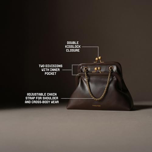 Image of Theater Francesca Vintage Kisslock Clutch Bag for Women Elegant Chain Shoulder Handbag with Structured Frame