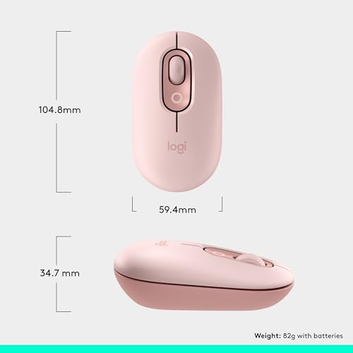 Logitech POP Mouse, Compact and Portable Wireless Bluetooth Mouse with Programmable Buttons and Quiet Clicks, Easy-Switch Between up to 3 Devices, Laptop, Tablet, PC - Rose - Image 9