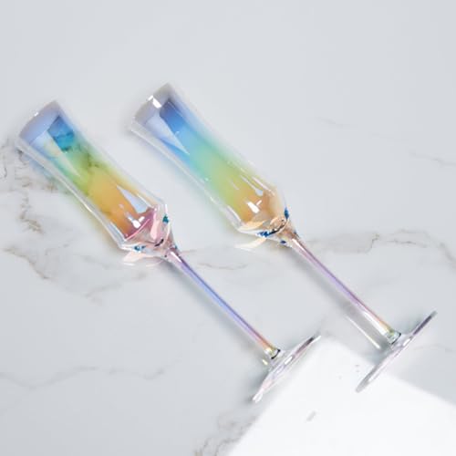 Verre irisé coloré à pied en lot de 2, le cadeau idéal pour les fêtes