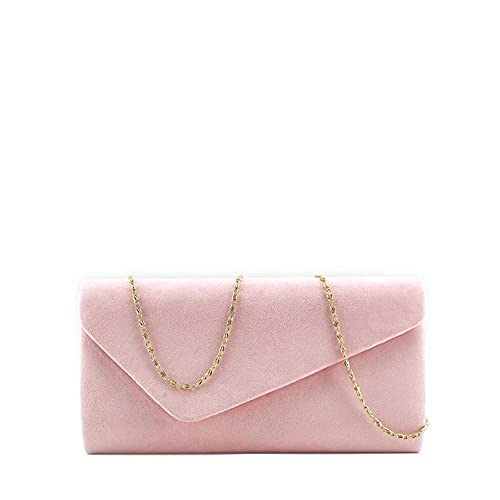 MODELISA - Bolso Sobre Fiesta Noche Mano Con Cadena Al Hombro Mujer (Rosa)