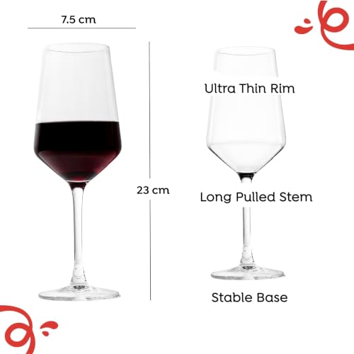 Image of Sipologie Essential Wine Glass - 400ml | Wine Glass for Everyday use | Red Wine Drinking Glass | Set of 2