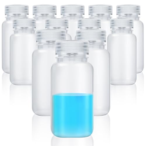 Tatuo 12 Pcs 16oz 500ml Polypropylene Reagent Bottle Plastic Sample Bottles with Screw Caps Transparent PP Sample Containers with Lid for Liquids, Laboratory, Storage at Home (Clear)