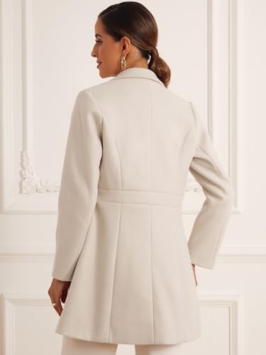 Allegra K Winter Coat for Women's 2024 Notched Lapel Single Breasted Button Down Outerwear Pea Coats3