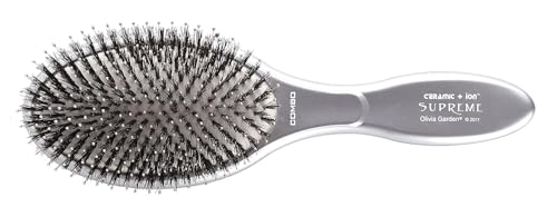 Olivia Garden Haar-Rundbürste Ceramic + Ion Supreme Combo, 16-reihig mit Wildschweinborsten und Nylonstiften