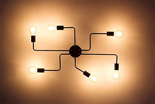 Lámpara Colgante LED Araña Negra 6A Iluminación de Techo para Sala de Estar 2