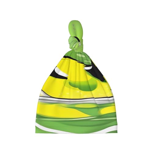 Newborn Baby Hat, Green Duck Print Soft Top Knot Beanie Cap, Cute Baby Headwear for 0-6 Months