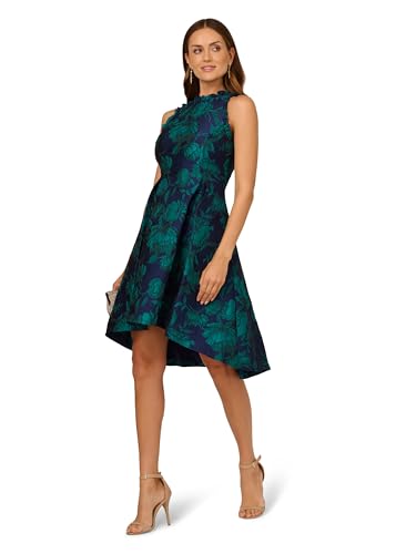 Image of Adrianna Papell High Lo Jacquard Midi Dress