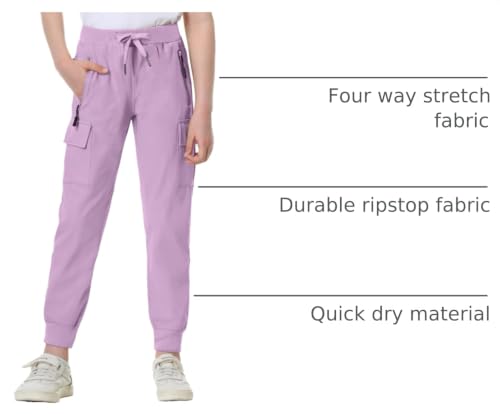 Image of EXARUS Girls Hiking Cargo Pants Joggers Teen Quick Dry Lightweight Slim Fit