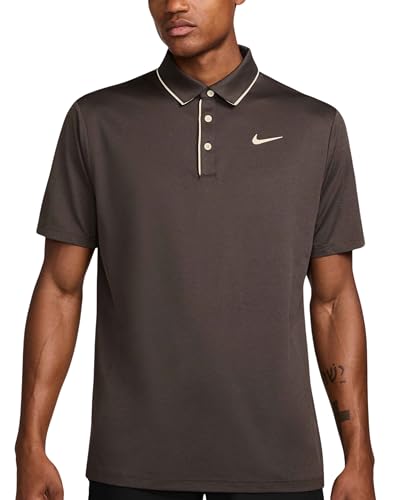 Nike Men's Tour DriFit Piping Polo, Baroque Brown/Pale Ivory, L