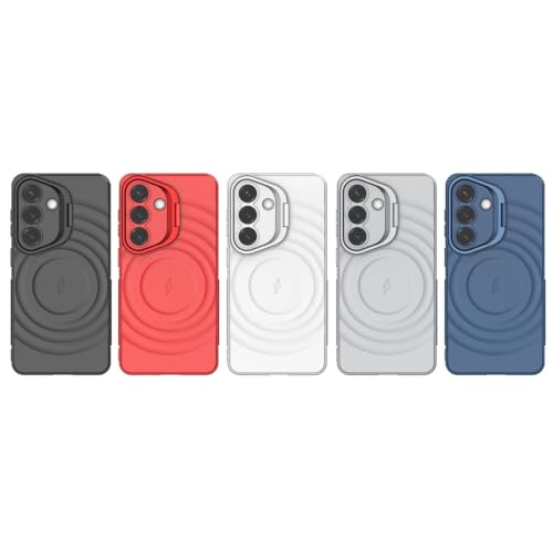 Image of LuxuryKase Shockproof Case for Samsung Galaxy S26 | Ripple Pattern | Camera Protection | Inner Velvet Fabric Lining | Protective Cover with Enhanced Grip & Wireless Charging Support - Red