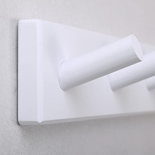 SKOLOO Wood Coat Rack Wall Mounted,10 Peg Long Bamboo Hook for Hanging Backpack Coat Towel Hat,16'' Hole to Hole,White - Image 4