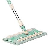 Mopa profesional de microfibra para madera dura – Fregona en spray para la limpieza del suelo | 360 grados giratoria de cabeza plana | Mango telescópico de limpieza rápida con 7 almohadillas de