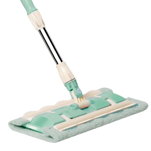 Mocio piatto per la pulizia dei pavimenti, rotante a 360 gradi, strumento di pulizia con 7 cuscinetti manico telescopico per cucina, bagno, legno duro, commerciale, grandi aree aperte, laminato, casa