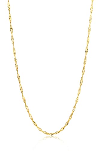 OROVI – Kette Gold -14 Karat Gelbgold (585) –Singapur Halskette Damen, Hypoallergene Goldkette 45 cm, Kette ohne Anhänger, Schmuck Damen, Gold Schmuck inkl. edler Schmuckbox