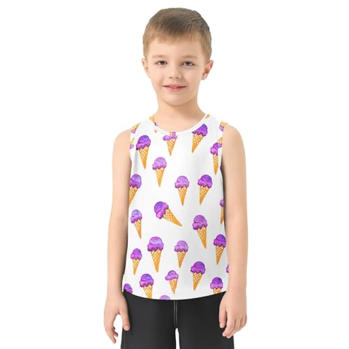 J JOYSAY Watercolor Ice Cream White Boys Tank Top Sleeveless Muscle Shirts Quick Dry Kids T-Shirts 3-15T2