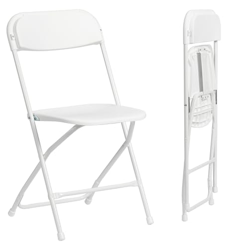 Real Relax Kunststoff-Klappstühle, 2er-Set, weiße Kunststoff-Klappstühle, ideal für Partys und Veranstaltungen im Freien, Tragkraft 158kg