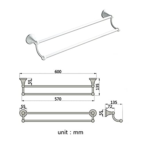 Porte-serviettes double barre laiton antirouille à fixation murale - 7