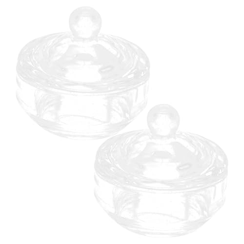 Beavorty 2 個ネイルカップマニ 皿カップガラスネイル液体ホルダーネイルパウダーホルダー蓋付き