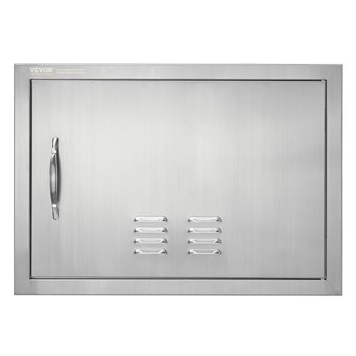 VEVOR Puerta de acceso para barbacoa de acero inoxidable, 61x43 cm, puerta de pared vertical individual con asa y ventilación, para cocina al aire libre