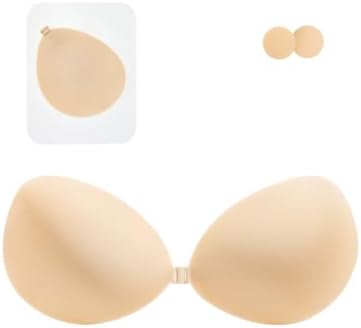 CALWINK Adhesive Bra, Sticky Silicone Push Up Nipple Covers Nude