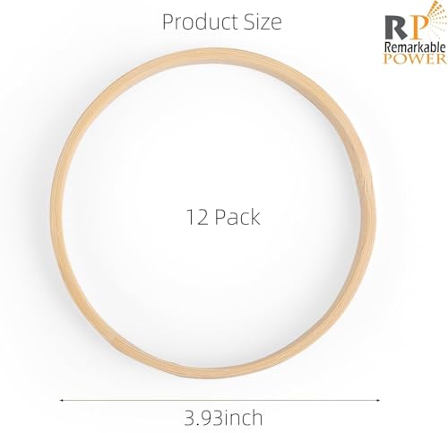 Image of RP Remarkable Power, 12 Pack 4 Inch Bamboo Floral Hoop Mini Wreath Frames Embroidery Rings for DIY Dream Catcher Crafts