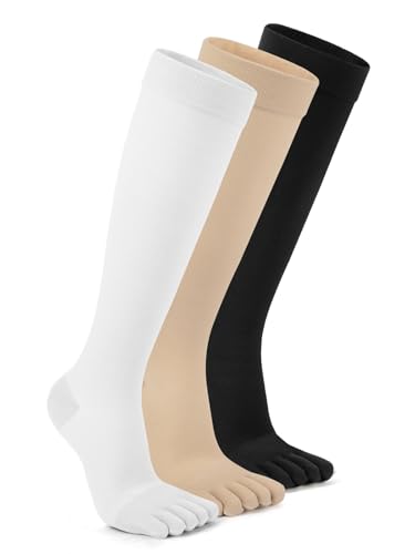Image of Compression Toe Socks for Men Women 15-20 mmHg for Long Hours Standing,Knee High Circulation Support Socks