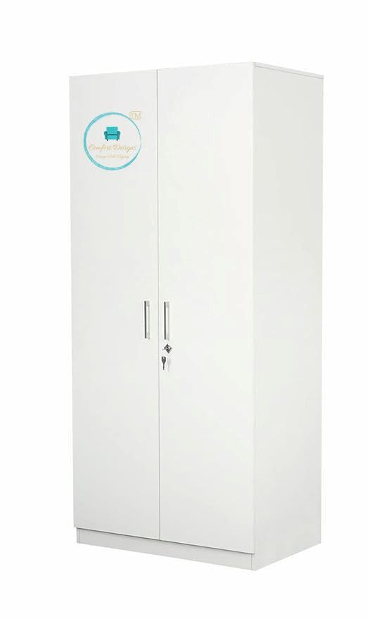Comfort Designs 2 Door Frosty White Wardrobe with Drawer and Shelves