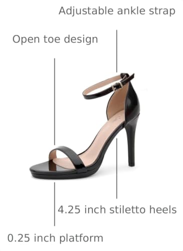 Image of Shoe Land Women's High Heels - Open Toe Stiletto Heels with Adjustable Ankle Strap | Dressy Sexy Strappy Heeled Sandals for Wedding, Prom, Party & Evening Wear