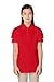 French Toast Girls Puff Sleeve Double Button Polo, Red, 14-16