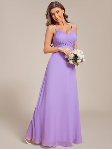 Image of Ever-Pretty Women's Summer Backless Spaghetti Strap Chiffon Bridesmaid Dresses Empire Waist Formal Wedding Guest Dress