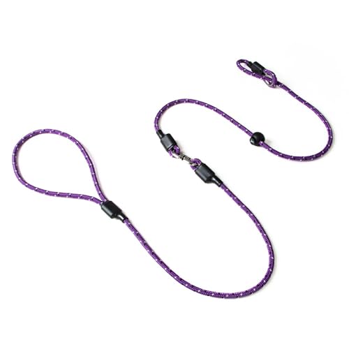 Dog & Field Pro Trialler Swivel Slip Leash, Purple. 4ft Rope Slip Leash for Dogs with Button Press Stopper, Easy to Slip On, No Collar Or Harness Needed. Anti-Tangle Dog Leash (Purple)