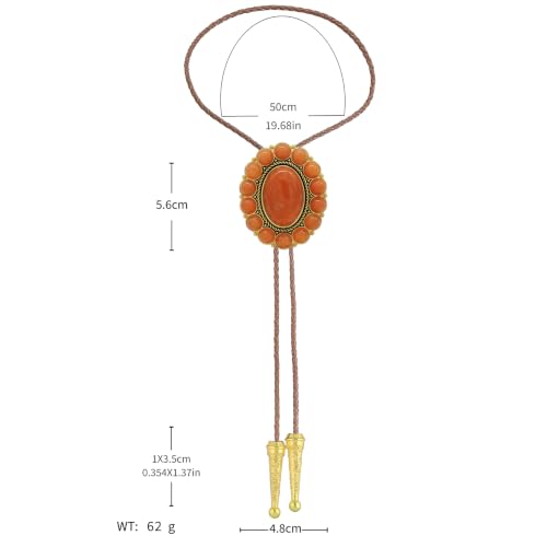 Image of GelConnie Bolo Tie for Men Women Western Cowboy Turquoise Leather Necktie | Natural Stone Bolo Tie Necklace for Women Rodeo Cowboy Leather Necktie Native American Western Cowgirl Ties Adjustable Cord