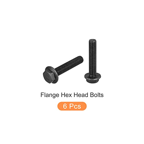Image of METALLIXITY Flanged Hex Head Bolts (M12x60mm) 6pcs, Hexagon Serrated Flange Bolt Fully Thread Screw - for House Construction Hardware Fasteners