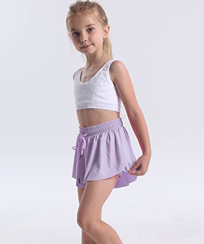 Flowy Butterfly Shorts for Girls 2-in-1 Athletic Running Skirt Shorts Cheer Tennis Dance Preppy with Spandex Liner3