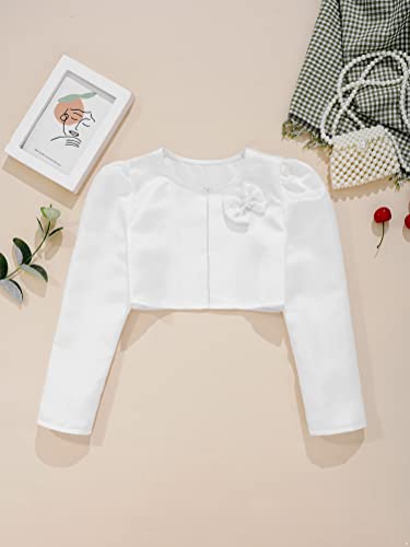 Long Sleeves Satin Shrug for Kids Girl Junior Flower Girl Bolero Short Cardigan Girl Jacket Dress Coat3