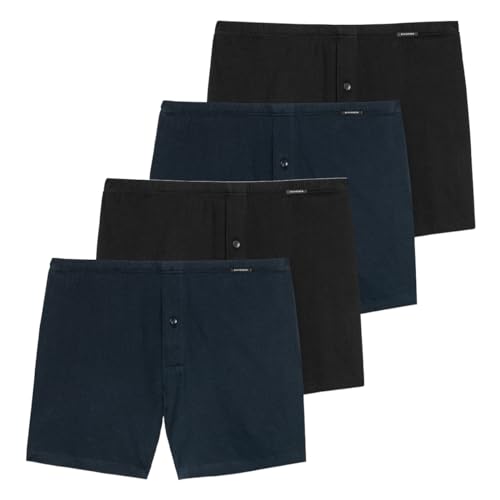 Schiesser - Singel-Jersey - Boxershorts - 4er Pack (8 Schwarz/Dunkelblau)