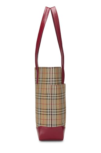 Pre-Loved Red Haymarket Check Pocket Shoulder Bag, Red3