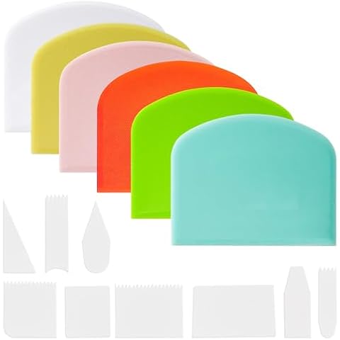 6Pcs Kitchen Soft Scraper And 9pcs Baking Transparent Soft Scraper,Plastic Flexible Bowl Scraper,Food Safe Plastic Dough Scraper,Dough Cutting Soft Scraper For Baking Cover