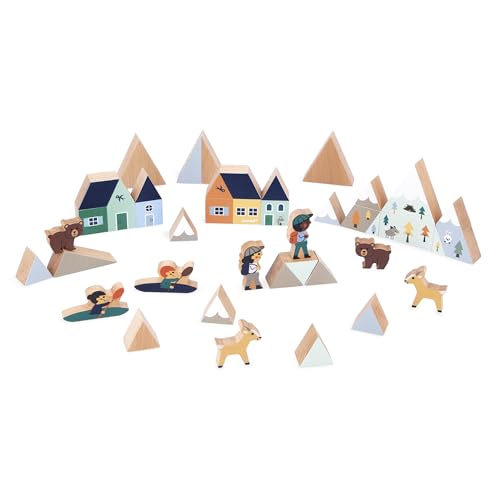 SET DE 35 CUBES EN BOIS VALLEE CROSS ROADS Juratoys Janod - vue 4