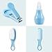 PandaEar Baby Healthcare & Grooming Kit - Baby Safety Set Comb, Brush, Finger Toothbrush, Nail Clippers, Scissors, Nasal Aspirator - Nursery Care Kit (Blue)