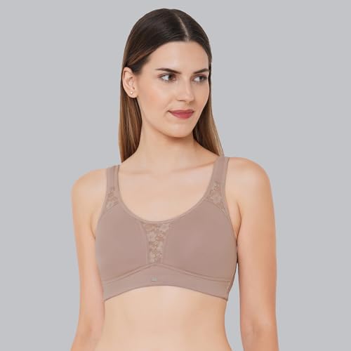 Image of SOIE Women's Full Coverage Minimizer Bra|Non Wired, Non Padded, Triple Layered Cups|Breathable Stretch Cotton with Lace & U-Back Support
