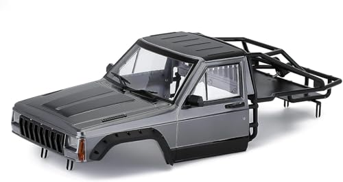 Carrosserie RC 1/10 en gris avec cabine et cage arrière pour Axial SCX10 et TRX4