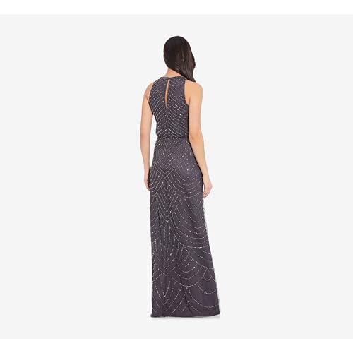 Image of Adrianna Papell Womens Halter Blouson Beaded Gown