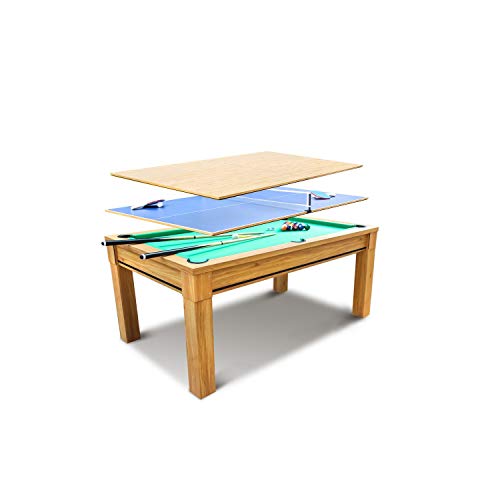 Concept-Usine | Mesa de Comedor Multijuegos Atlanta | 3 en 1 | Mesa de Comedor | Mesa de Billar | Mesa de Ping-Pong | Mesa de Juegos Multifunción | Accesorios Incluidos | Regalo para la Familia