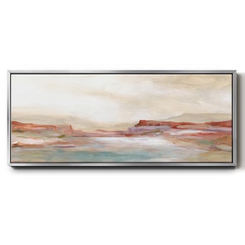Renditions Gallery Abstract Nature Artwork Redrock Dessert View Wall Art Prints & Paintings for Bedroom Office Kitchen - 20"X50" SILVER Frame GAL037