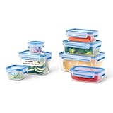 EMSA Clip & Close Frischhaltedosen, Vorratsdosen, Auslaufsicher, Hygienisch, 7-teiliges Set, N1031600